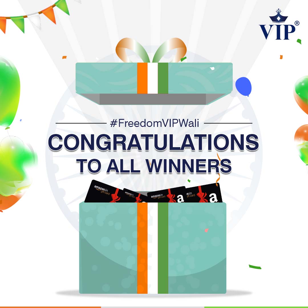 VIP_Innerwear's tweet photo. Congratulations to all the winners.! We are happy and amused to get so many responses to our Freedom Contest. Thank you all for participating and making this contest more memorable.!! Stay tuned for our upcoming contest.
.
#VIP #VIPIndiaKiPechan #FreedomVIPWali #contest #winner https://t.co/MRPaYVAB9h