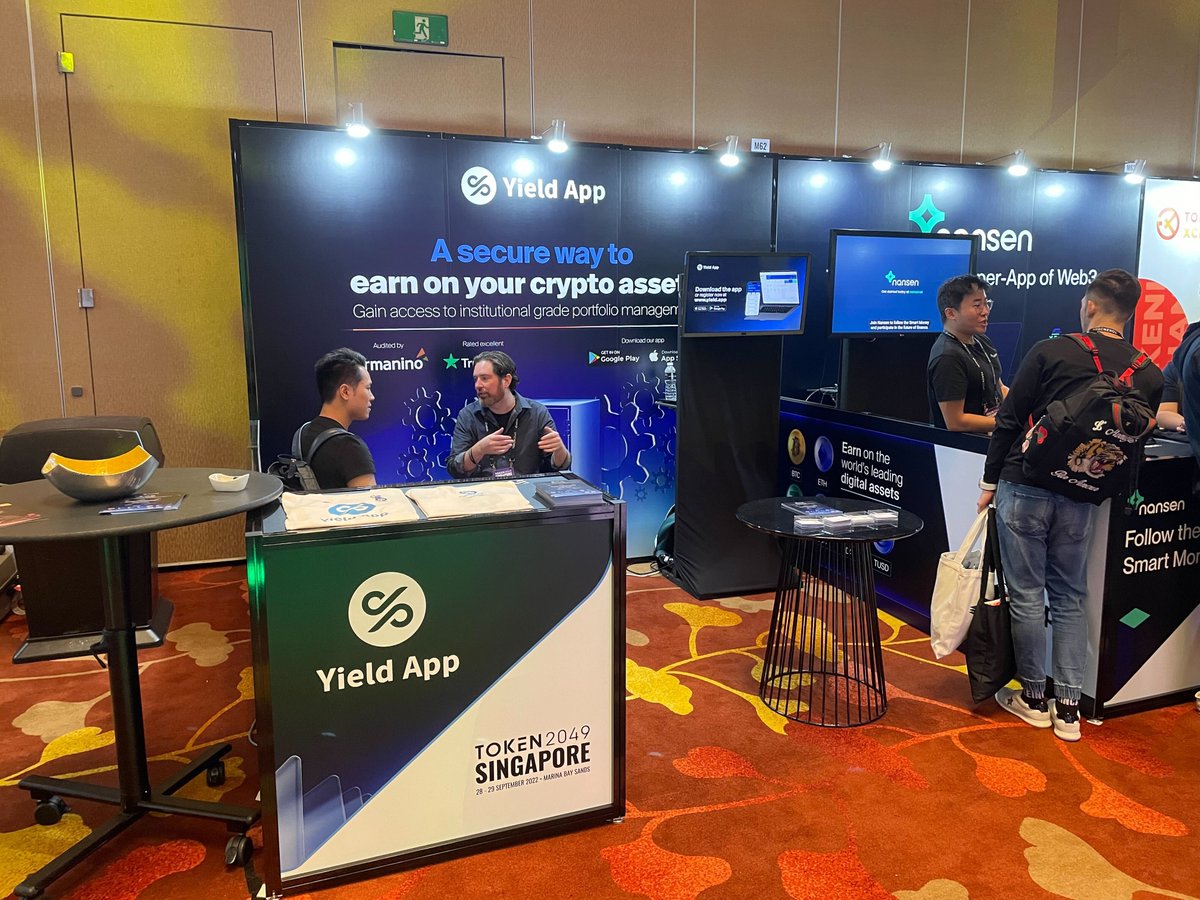 YieldApp's tweet photo. Day 2 at @token2049! Stop by our booth #M62 to chat with our team about #YieldApp and all things #crypto. 

See you soon!🤝

#TOKEN2049Day2 #TOKEN2049 https://t.co/D7VzaC2Q66