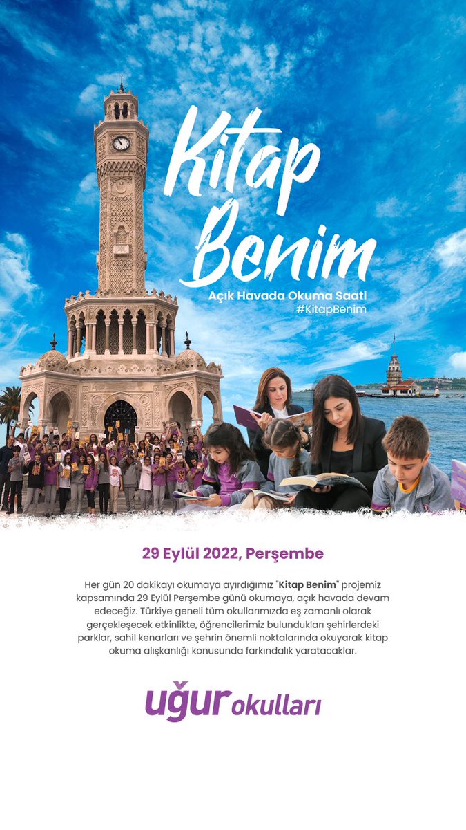 Bugün ülkemizin her yerinde okuyan Uğurlu öğrencilerimizi göreceksiniz. 5 yıldır uyguladığımız #KitapBenim okuma farkındalığı projesi kapsamında okuma keyfini açık havaya taşıyoruz. 

<a href="/UgurOkullari/">Uğur Okulları</a>
