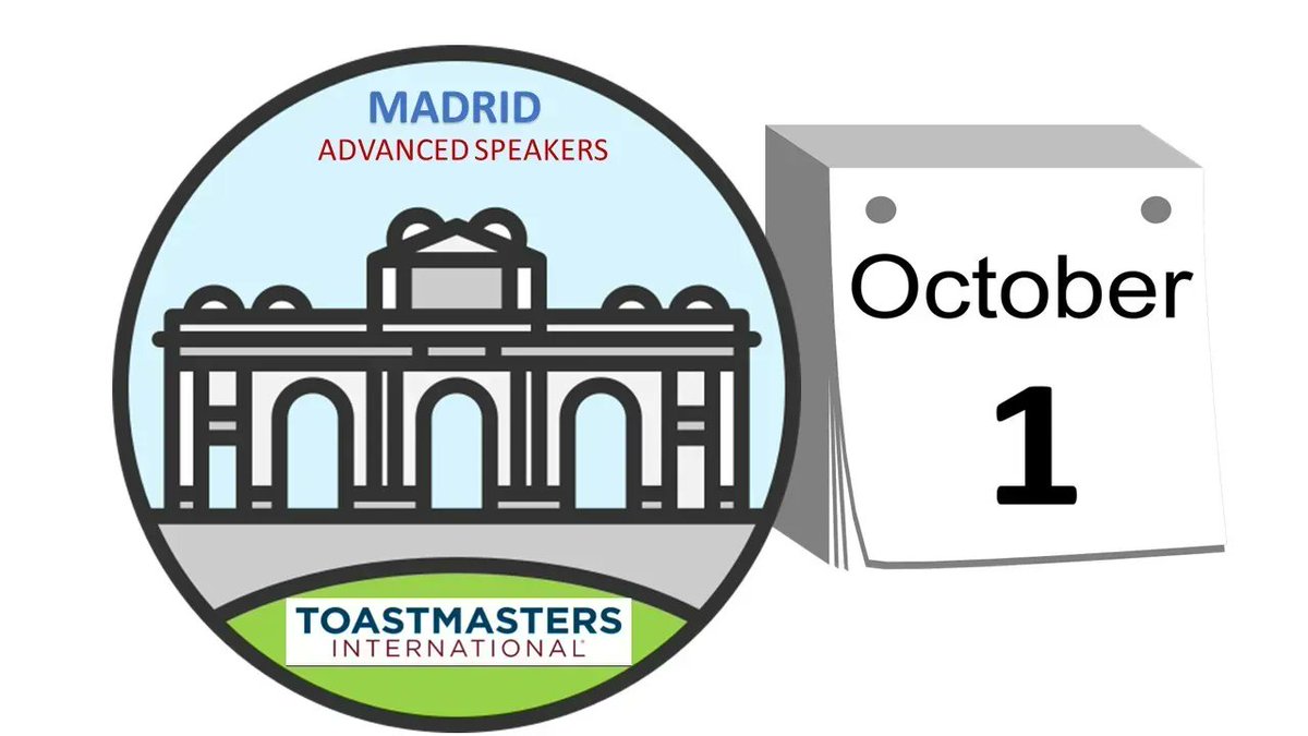 Toastmasters session on Saturday, October 1st at 12:00
In  @Tecnofor 
Plaza def Alcalá
Also online
Contact us if you are interested in attending