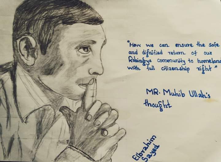 “How we can ensure the safe and dignified return of our Rohingya community to homeland with full citizenship rights”

_ Mr. Muhib Ullah's thought.

Artist: Eibrahim Sayed

#Rohingyaartist
#Artist
#Rohingyamotivation
(02-10-2021)