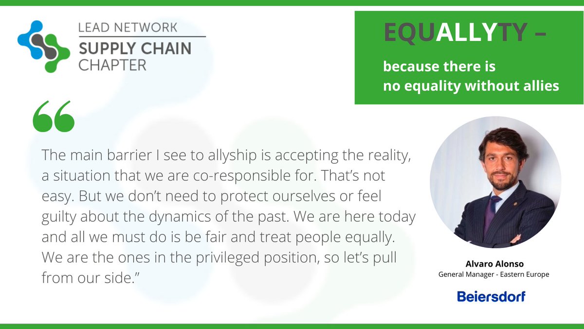 Lead_eu_net's tweet photo. In our new series EQU(ALLY)TY, male allies share their insights on equality in the workplace. First up: Alvaro Alonso of @Beiersdorf_AG.
For the full conversation, visit https://t.co/vJUOjo1j7D
#LEADNetwork22 #MaleAllyship https://t.co/KAzbV0Rje6