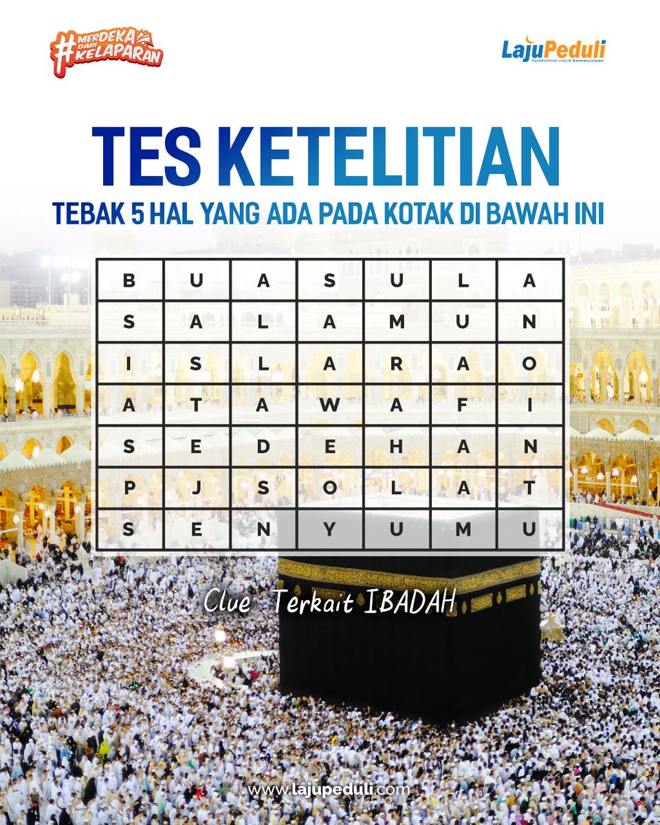 LajuPeduli's tweet photo. Ada yang bisa tebak kelima2nya?
#Lajupeduli #Infaqgandum #quotes #qotd #orangtuaasuh #Palestina #Palestina #taubat #harapan #sunah #merdeka #kuis #quizinstagram #kuisinstagram #tebaktebakan https://t.co/tOQszYLTiM