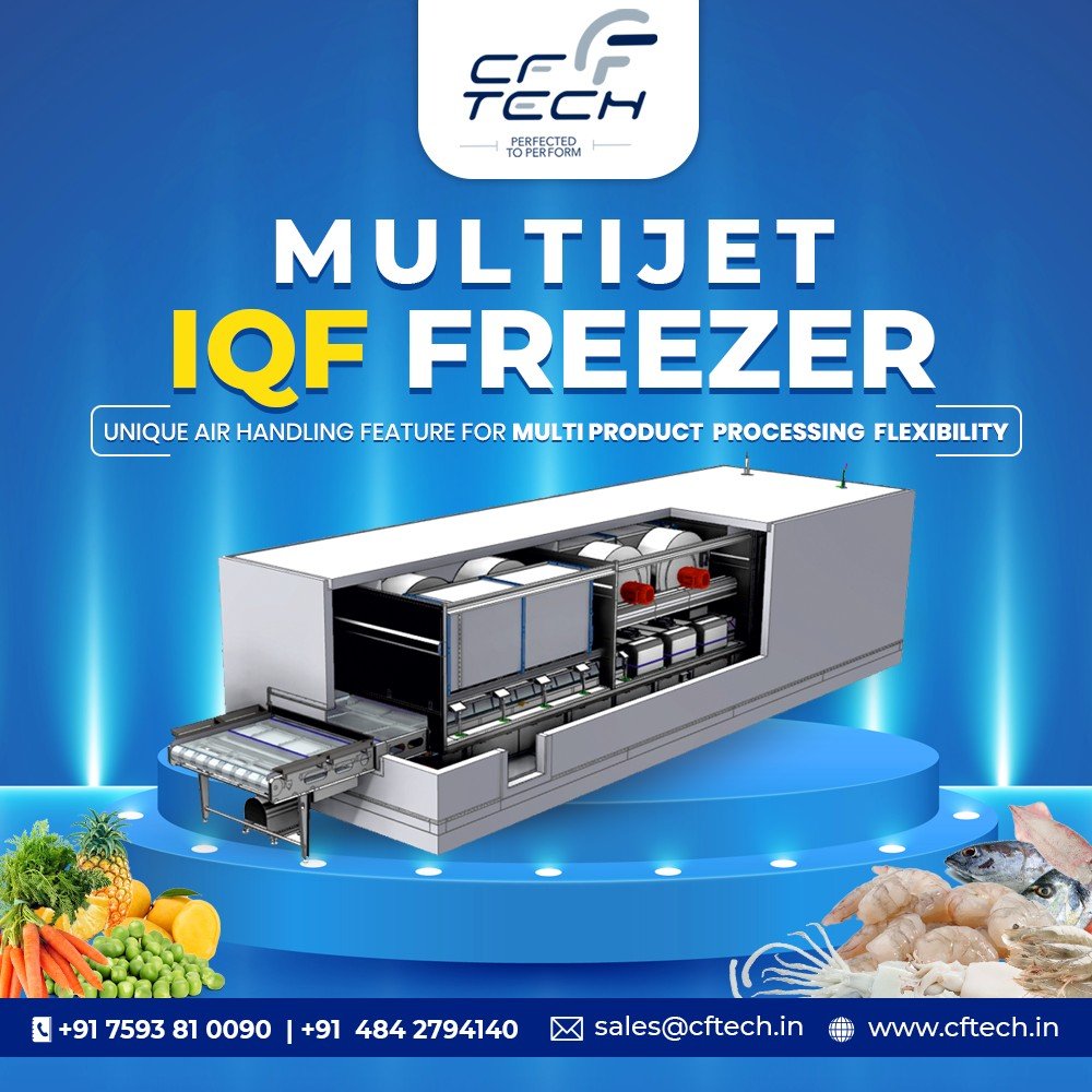 cochinfoodtech's tweet image. CFTECH presents MULTIJET IQF FREEZER !

✅ Flexible in handling multiple products.
✅ Automated lifting mechanism.
✅ Excellent product texture and appearance.
✅ Online conveyor cleaning system.
✅ Less power consumption.
✅ Improve yield.
✅ Compact cabin space.

#ctftech