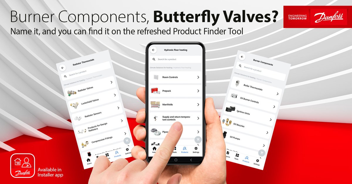 Danfoss_UK's tweet photo. Our Installer App has been developed to make your job easier - providing you with installation guides, digital tools, and product information. And offering quick calculations of radiator presetting, hydronic balancing, and much more!https://t.co/zEvHtCzhnt https://t.co/HDspyjPLve