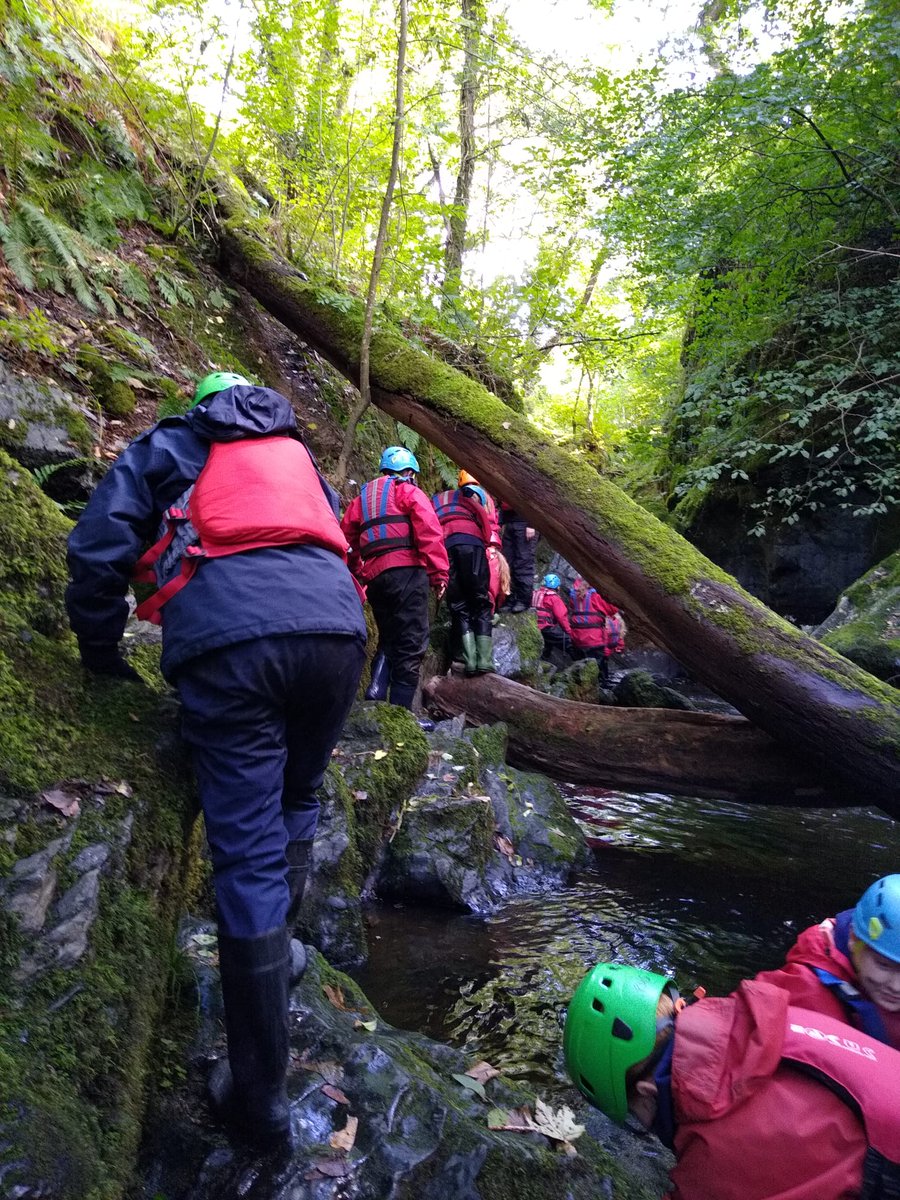 Wildmoir Heath' s Year 6 pupils tackling the gorge, then getting g very wet. Brilliant effort and fun.