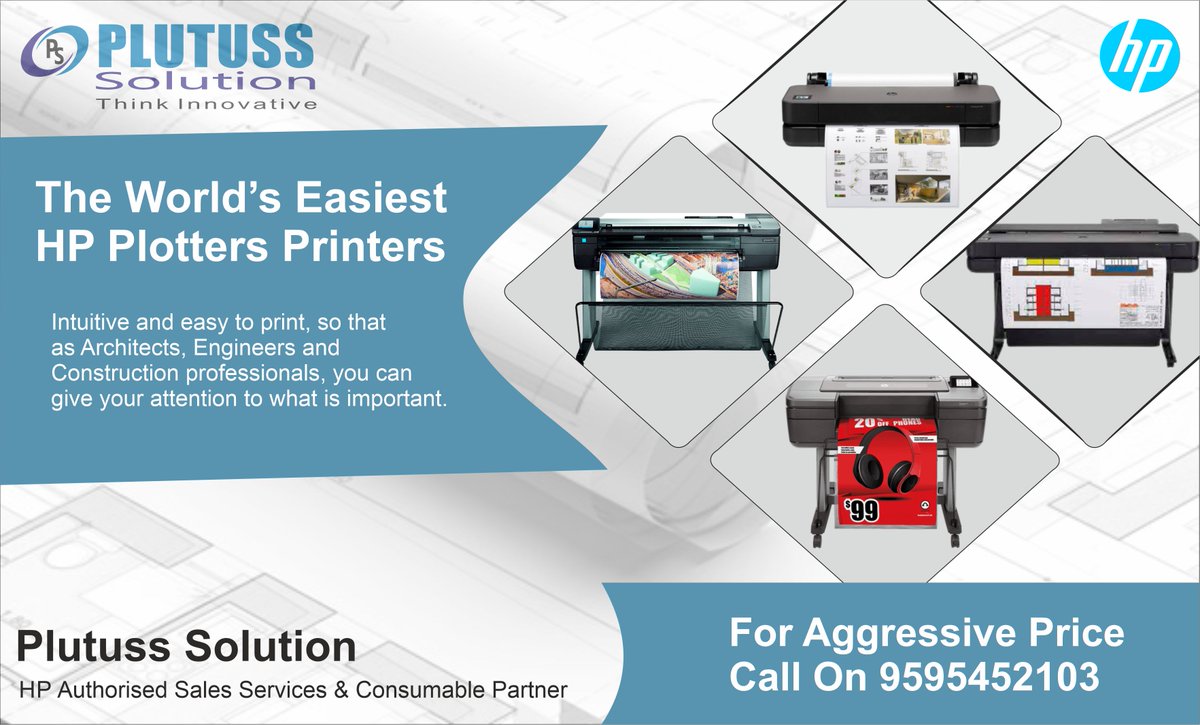 PlutusSolution's tweet image. The World’s Easiest HP Plotters Printers
Intuitive and easy to print, so that as Architects, Engineers and Construction professionals, you can give your attention to what is important. For aggressive price call on 9595452103.
#hpprinter #HPPlotter #largeformatprinting