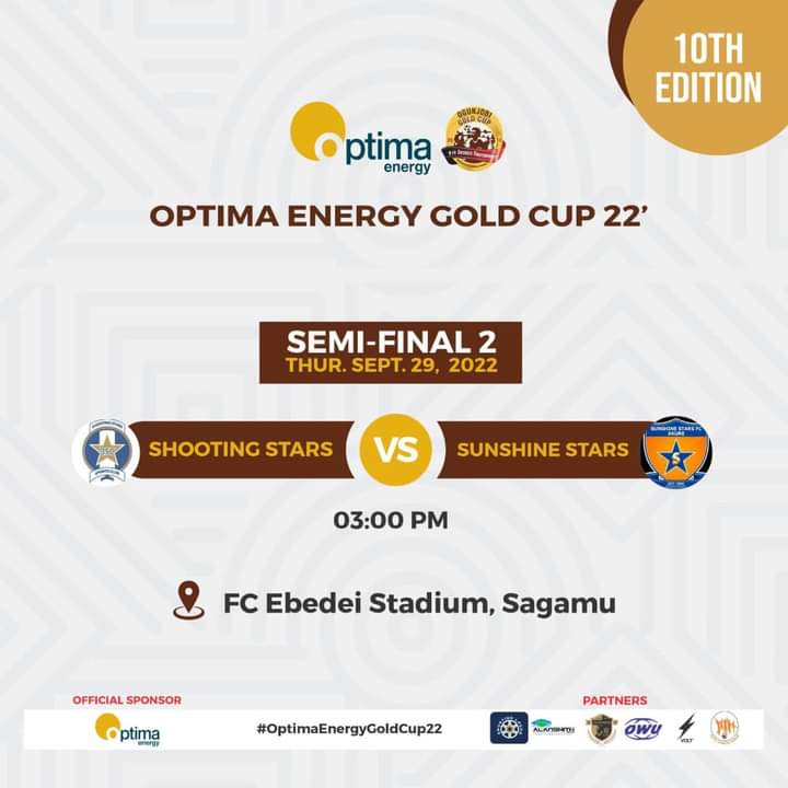 3SCFansPage's tweet photo. Your darling team will be up against Sunshine Stars this afternoon at the FC Ebedei Stadium, Sagamu. A semi final match at the Optima Energy Gold Cup at 3:00pm.

Shooting Stars vs Sunshine Stars
Today, Thursday, September 29, 2022
FC Ebedei Stadium, Sagamu
3:00PM https://t.co/4UQfxu3zkZ