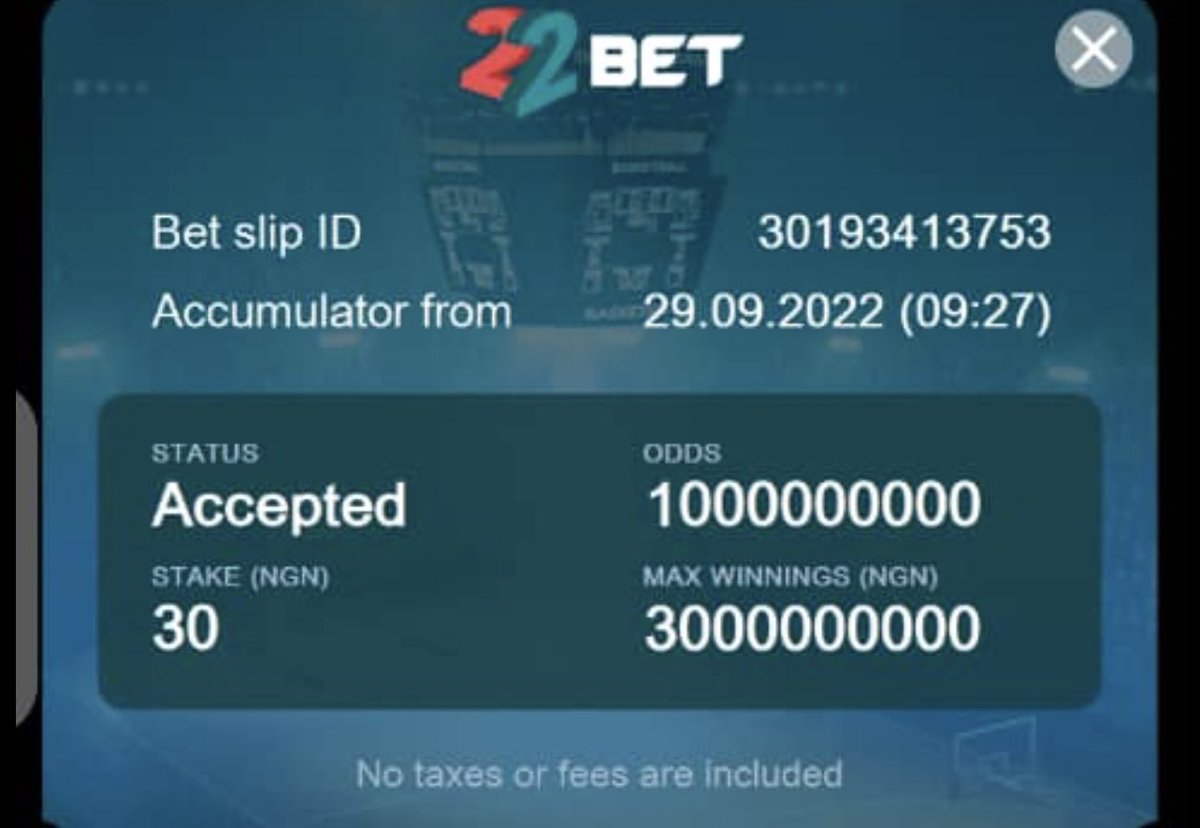 Mrbankstips's tweet photo. Max win on 22bet is 3 billion naira 

Least stake is 30 naira 

Maximum odds is 1 billion 

Registration link https://t.co/e9DT44zLpF https://t.co/LQqozBP2rg