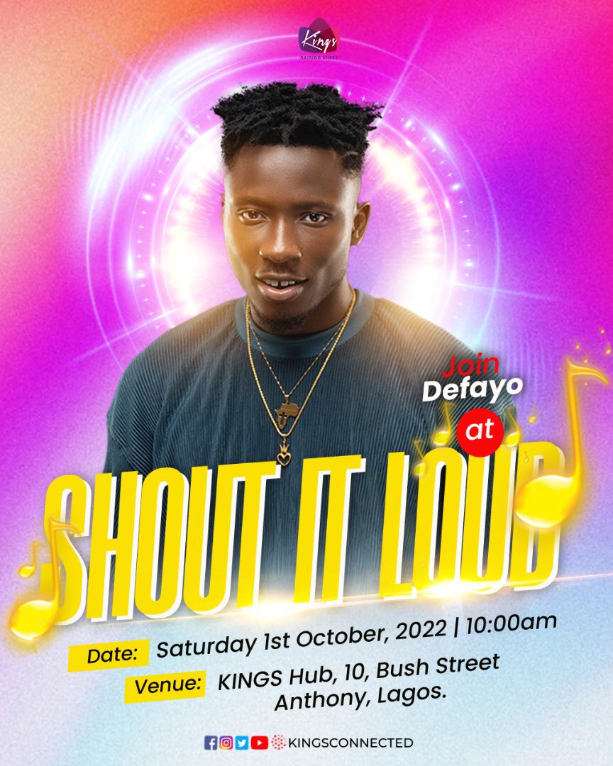 KingsConnected's tweet photo. We will be having these amazing ministers LIVE at KINGS Hub this Saturday as we will SHOUT IT LOUD in gratitude to the Lord.
Where will you be?
Join @DefayoTheArtist @SinmideleA @anendlessocean_
Attendance is FREE but registration is compulsory.
Tag your faves! https://t.co/dZj17mXFvK