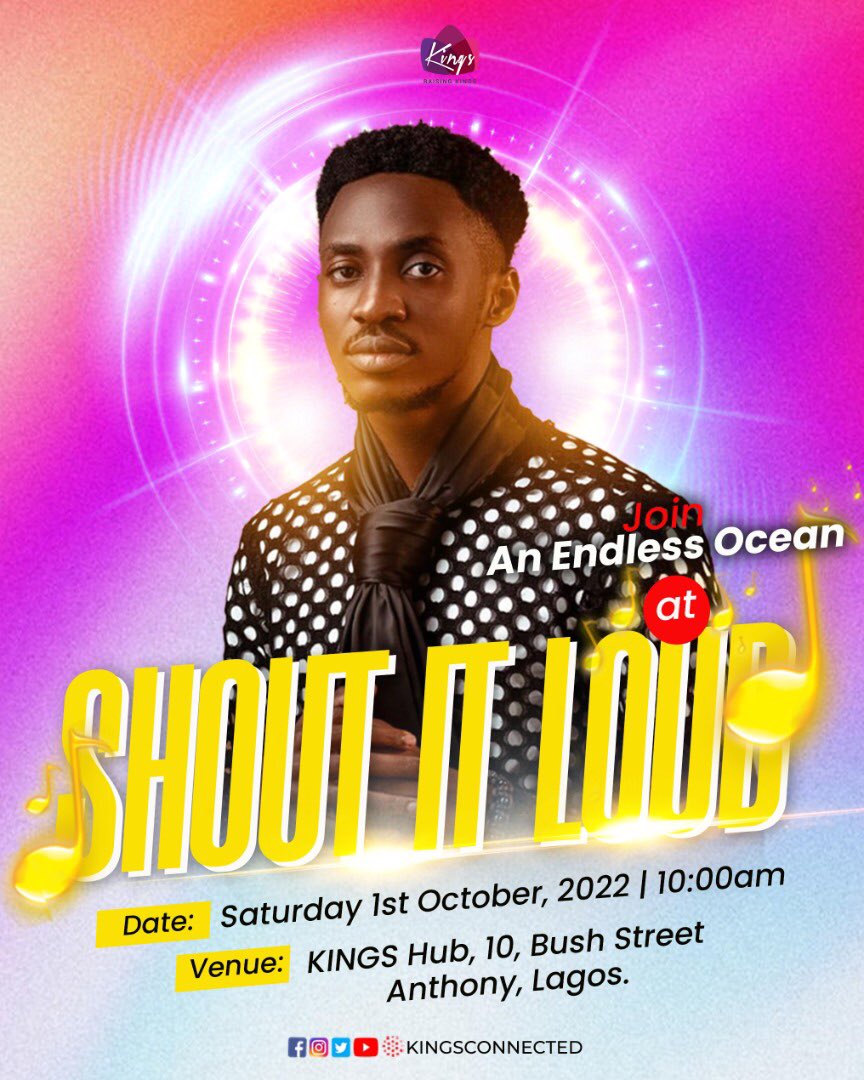 KingsConnected's tweet photo. We will be having these amazing ministers LIVE at KINGS Hub this Saturday as we will SHOUT IT LOUD in gratitude to the Lord.
Where will you be?
Join @DefayoTheArtist @SinmideleA @anendlessocean_
Attendance is FREE but registration is compulsory.
Tag your faves! https://t.co/dZj17mXFvK