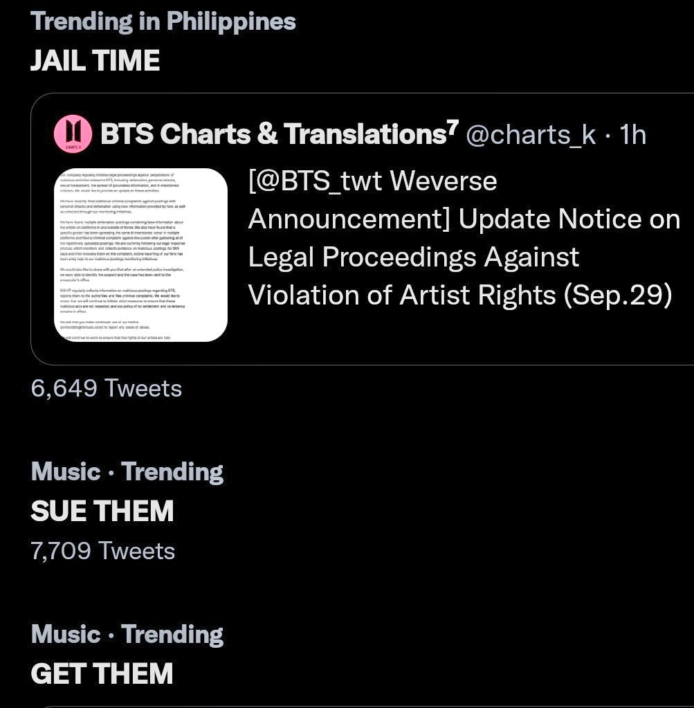 THE TRENDS😭😭😭

'JAIL TIME'
'SUE THEM'
'GET THEM'
