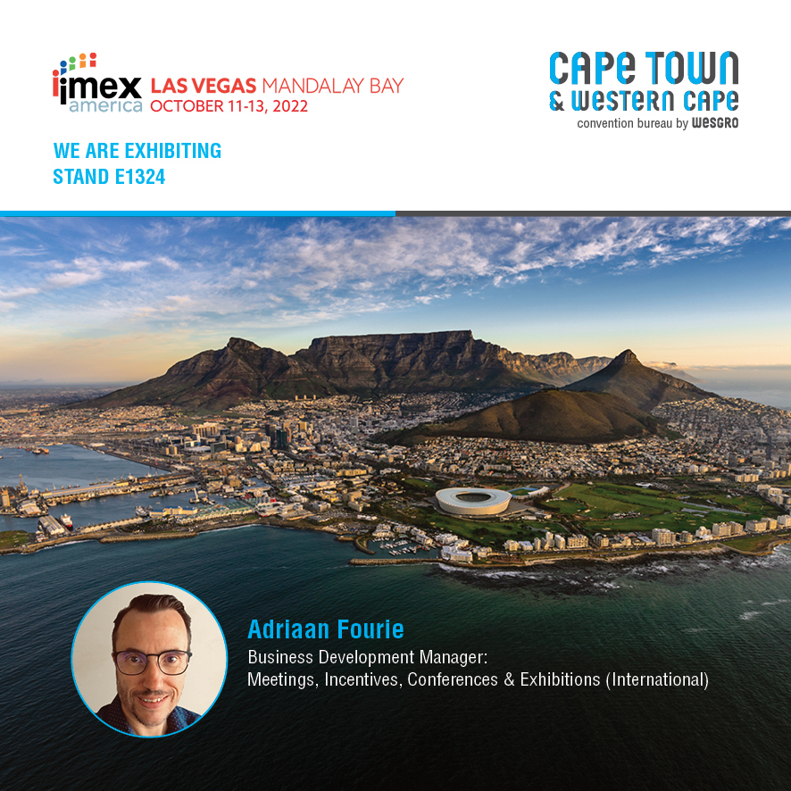 Be sure to schedule a meeting with us at <a href="/IMEX_Group/">IMEX</a> Las Vegas, stand E1324, to discover why Cape Town &amp; the Western Cape is Africa's No.1 business events destination on the continent (according to <a href="/ICCAWorld/">ICCA</a>). 

#WhereGreatMindsMeet #MeetinCT