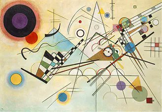 eughung's tweet photo. "What do you notice? What do you wonder?" has become popular in teaching math. I began today's investigation of alternate interior angles by putting "Composition VIII" by Kadinsky before my students, asking those Qs. They had a lot to say! #ITeachMath #mtbos #MultiverseOfMathness https://t.co/5DS0njnBrG