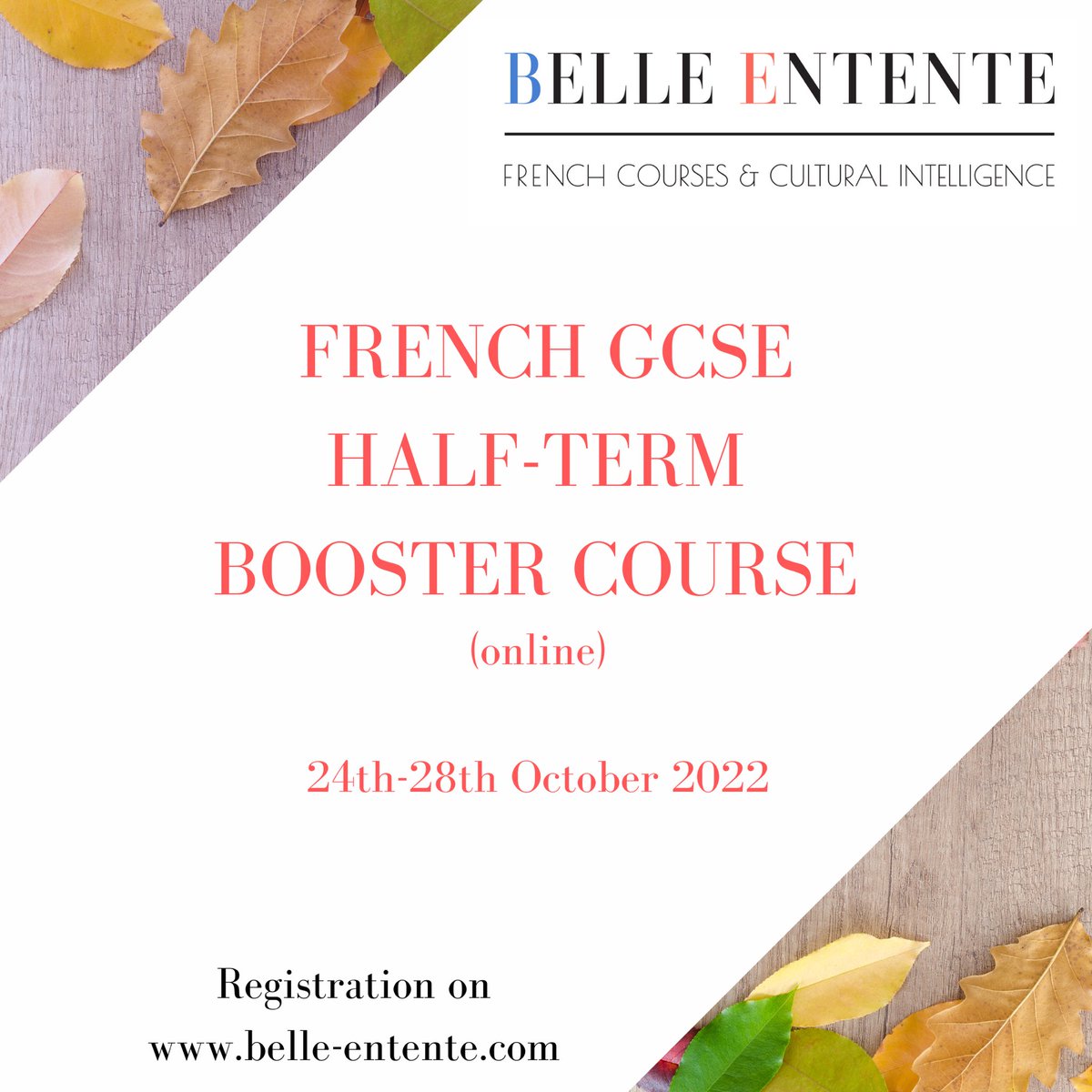 BELLE_ENTENTE's tweet photo. Registration are open to our #GCSE French Half-term Booster course! 
👉 https://t.co/E3qPbYCIzS 

#French #exams #revisions #halfterm #holidaycamp #holiday #frenchgrammar #frenchtutor #LANGUAGE #mfl #gcses #GCSE2023 #speakfrench #exam https://t.co/QqtdY5QnGh