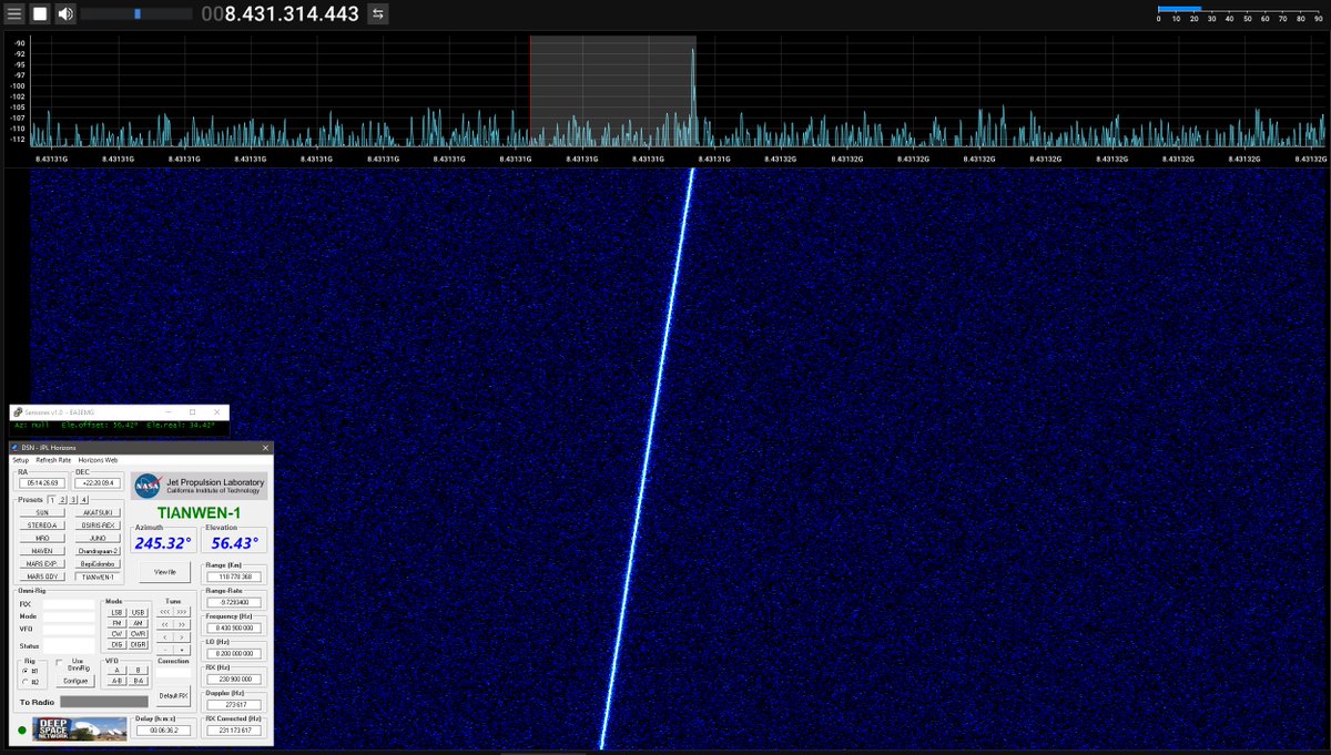 ea3emg's tweet photo. DSN X-band check today with Tianwen-1, Mars Exp and Mars Reconnaissance Orbiter #AmateurDSN https://t.co/lnOqYl0DB5