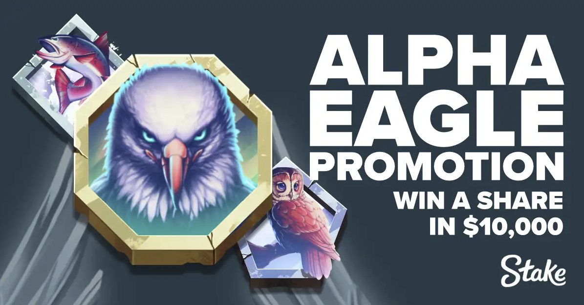 Stake's tweet photo. Hit the biggest multipliers on Hacksaw's newest release "Alpha Eagle" and if you find yourself in the top 60 multipliers on the game, you win! 🎰

Check out the promo below! ⬇️

🔗 https://t.co/edILciYomH https://t.co/XlBlcZqGqy