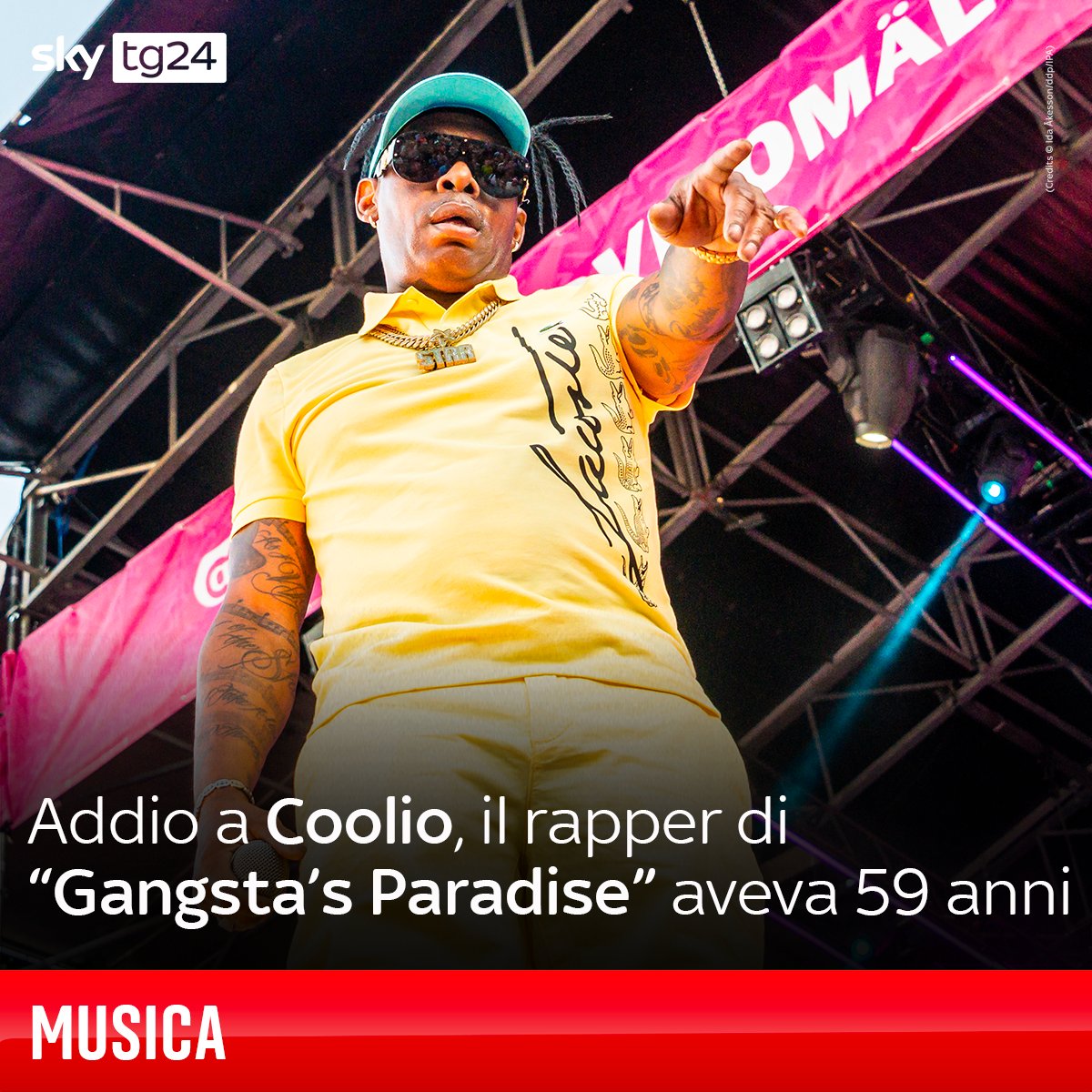 SkyTG24's tweet photo. Nel 1996 #Coolio aveva vinto un Grammy per la miglior performance rap solista ➡️ https://t.co/sI8CqgA574 https://t.co/DVbTui5RQ2