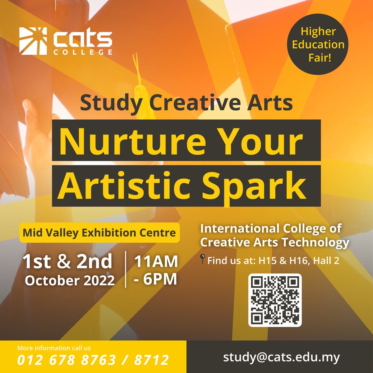 CATScollege's tweet photo. International College of Creative Arts Technology
Turning passion to profession. 🧑‍🎓🔊📺

Visit us at H15 &amp; H16 #HigherEducationFair
Scholarships &amp; bursaries available.
https://t.co/XG0tgGc53N
https://t.co/8v1vnSEIIh

#CATsCollege #InternationalCollege #BAarts #MYundergraduate https://t.co/6gfuw9og31