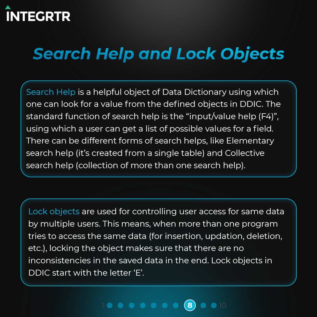 integrtr's tweet image. INTEGRTR #MiniLearning | Data Dictionary in ABAP (8/10)