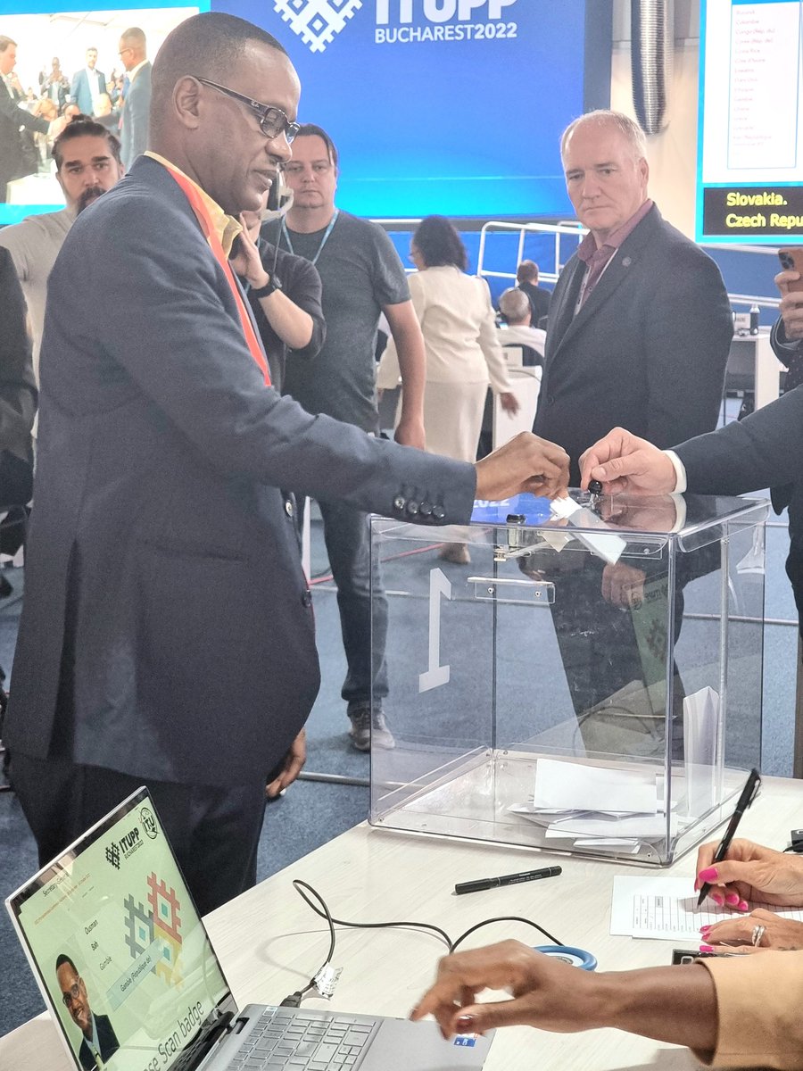 EnYang's tweet photo. HM Bah, Minister of Communications and Digital Economy voting on behalf of The Gambian delegation #ITU-PP22 https://t.co/lU6qXxSXxY