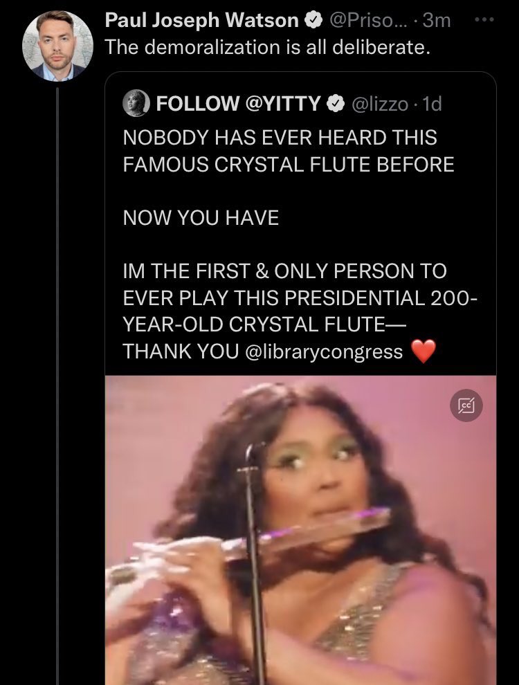 ProsinPlanet's tweet photo. nobody ever heard of this flute until yesterday and now we’re told all of western civilisation depends on it https://t.co/16JfRhQScq
