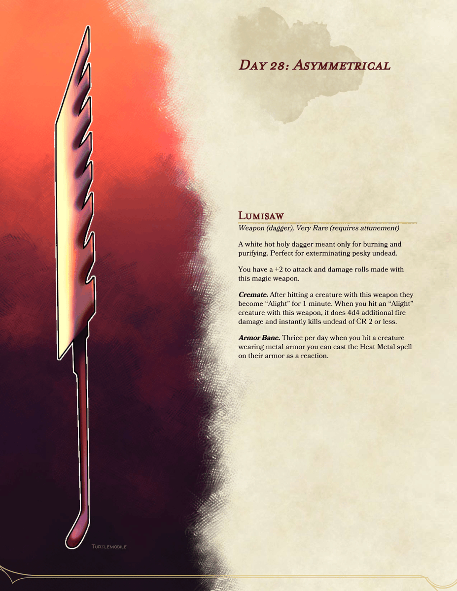mobile_turtle's tweet photo. #swordtember #swordtember2022  #dnd
Day 28 - Asymmetrical https://t.co/hcr8w1n7yw