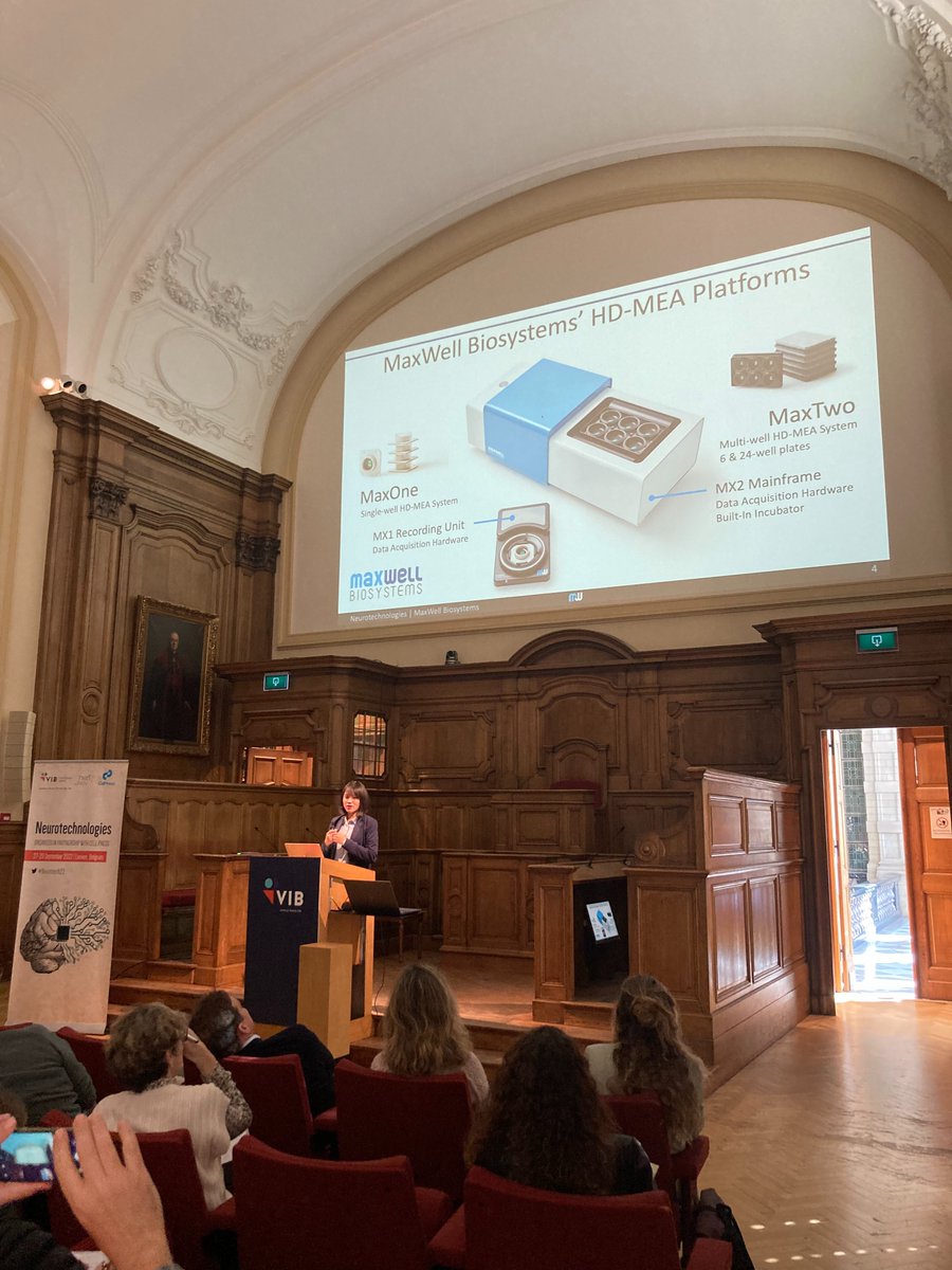 mxwbio's tweet photo. It's our final day at #Neurotech22 in Leuven๐ค๐ง๐ช
So far @engeleneo & @silvia_oldani have been busy presenting our HD-MEA systems and meeting people at booth #G2๐
Make sure to stop by the booth to discover the advantages of using our HD-MEAs for your research!๐#VIBNeuroscience https://t.co/9vZYOKMzrA