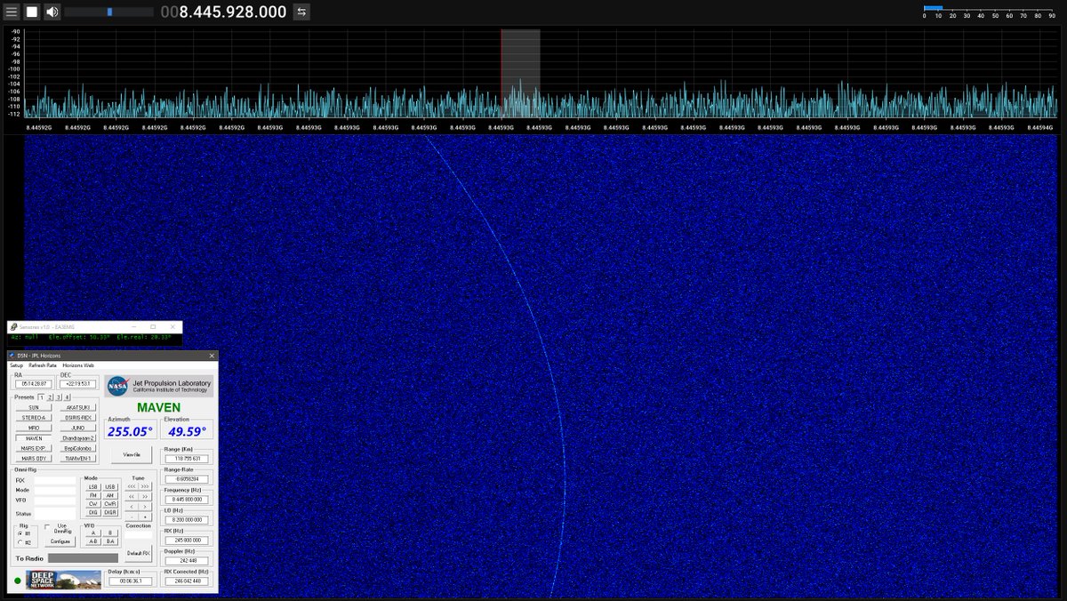 DSN Mars MAVEN orbiter on X-band downlink 8445MHz #AmateurDSN