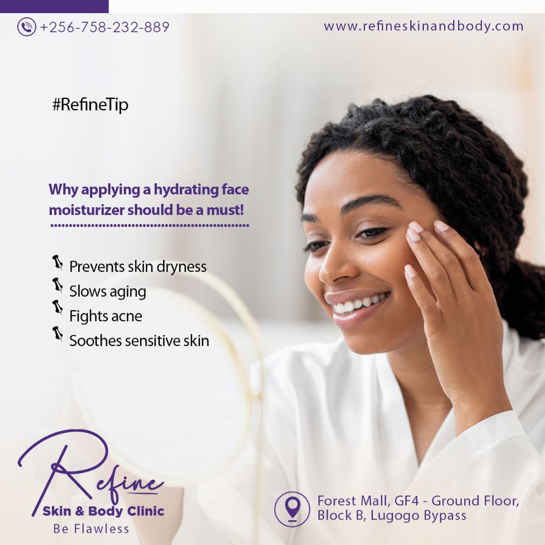 #RefineTip

Why applying a hydrating face moisturizer should be a must⤵️

👉🏽 Prevents skin dryness
👉🏽 Slows Ageing
👉🏽 Fights acne
👉🏽 Soothes sensitive skin

Get yours today via 0758 232 889

🔗 refineskinandbody.com

#BeFlawless #SkinGlow #Skincare #skinmoisturizer