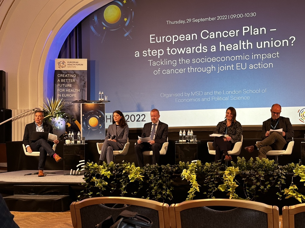 nmanaras's tweet photo. Starting Day 4️⃣

Examining the socioeconomic impact of #cancer and the role of the #EuropeanCancerPlan w/ @BettinaRyll, @ClaraVol, Alexander Roediger @MSDInvents, Oliver Kessler, &amp; Stefan Schreck @EU_Health, moderated by @KanavosPG of @LSEHealthPolicy

@GasteinForum #EHFG2022 https://t.co/7PxloQFi8Z