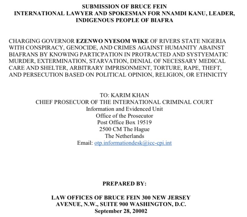 AloyEjimakor's tweet photo. Finally, done &amp; dusted. #ObigboMassacre goes to International Criminal Court. #IPOB. https://t.co/c52ftkViVE