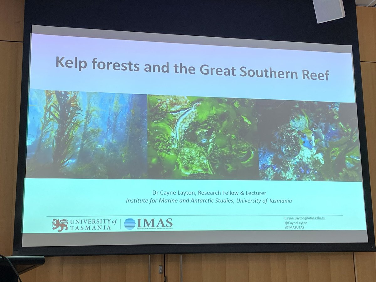 LouiseSwanson's tweet photo. A great field trip to @IMASUTAS as part of the #AGTAConference . Learning more about the importance of sea kelp and it’s restoration from @CayneLayton and hearing about his amazing fieldwork. Then a look at the Ice Core Project. Inspiring stuff! https://t.co/Q4VYiLc22q