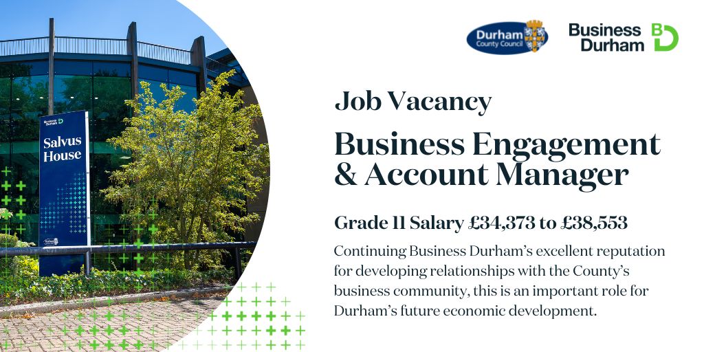 ✅ JOB VACANCY – BUSINESS ENGAGEMENT & ACCOUNT MANAGER An opportunity has arisen for a Business Engagement and Account Manager to join the team at Business Durham. Closing date is Sunday 9th October 👉 businessdurham.co.uk/about-business…