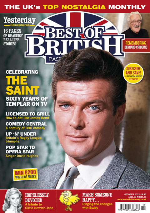 bestofbritishuk's tweet photo. Join us for the October issue of Best of British as we celebrate 60 years of The Saint on TV, 100 years of BBC comedy, Great Britain's Rugby League World Cup triumphs, and pay tribute to Olivia Newton-John, David Warner and Bernard Cribbins. https://t.co/xs8c0taDTj https://t.co/3WT2DTSGHM