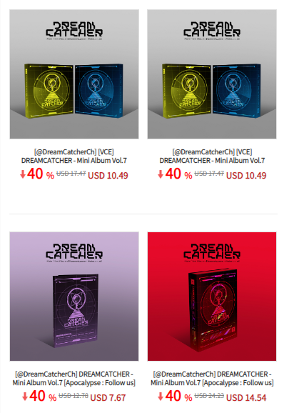 Ktown4u_main's tweet photo. #Ktown4u x @DreamCatcherCh

💽#DREAMCATCHER - Mini Album Vol.7 [Apocalypse : Follow us]
✔️E / H / 1 Platform /  Limted ver.
🎁Ktown4u exclusive photocard: Random 1 out of 7 (1:1)
🍀VCE / OFFLINE Fan Sign

💗Sign up👉https://t.co/9WkcwZsTTr
💗40% OFF👉https://t.co/ZASoktPcGM https://t.co/rfaLhzH31g