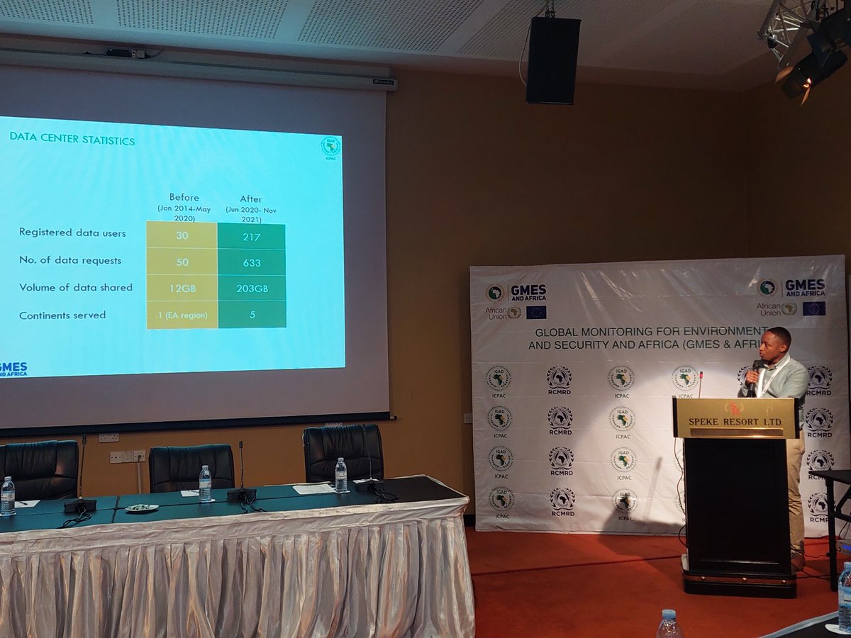 <a href="/kemucie/">Kenneth Kemucie</a> a remote sensing expert @icpac_igad presenting on #EO data availability, sustainability &amp; usability. Availability does not translate to uptake or usage, to increase uptake, the #data needs to be user-friendly, #training needs to be conducted  &amp; #awareness done.