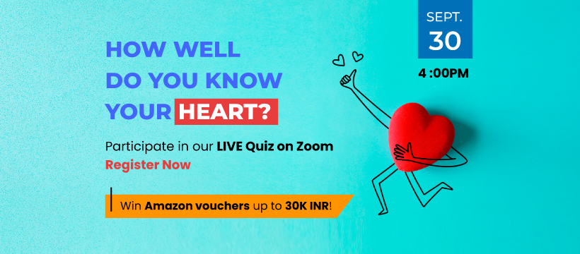 This #WorldHeartDay participate in our LIVE #Quiz &amp; stand a chance to #win #AmazonIndia #vouchers worth ₹30,000!
#RegisterNow - bit.ly/3BSntvb
The quiz will begin at 4:00 PM on 30 September 2022. You don’t want to miss it!
#contestalert #contestalertindia #playandwin