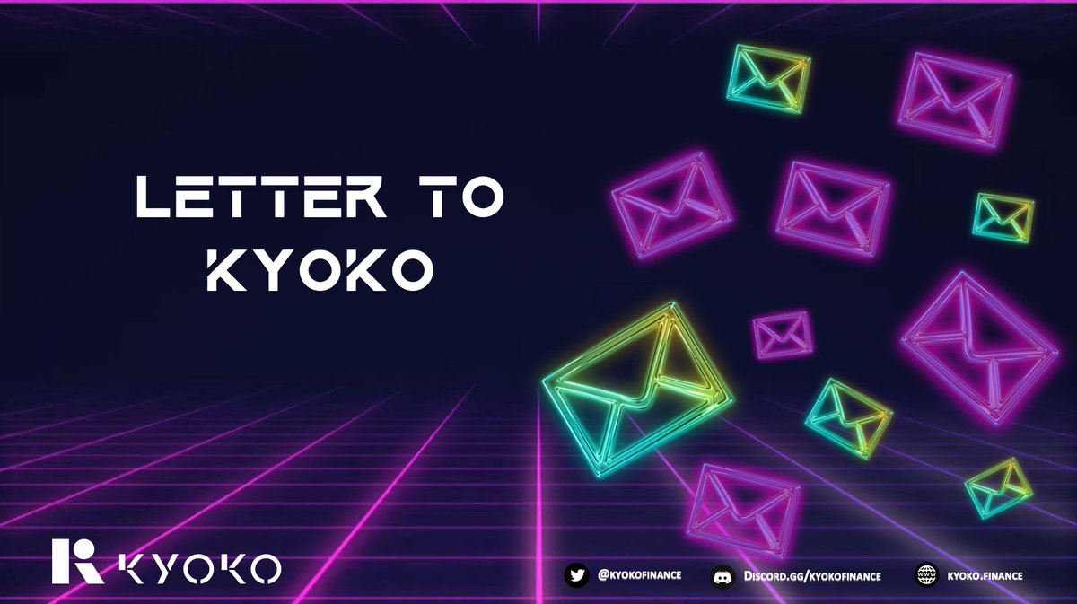 KyokoFinance's tweet photo. ❤️ Let’s see your love for @kyokoFinance through your creativity!

💰Top letters will win BIG rewards🤑

💌 Most creative letter
💌 Community favorite
💌 Most popular on Twitter

Check the Kyoko Letter rules in our DC 👉 https://t.co/WxnAhMmOY8

Let’s get creative!💭

#giveaway https://t.co/9pUfHryTWu