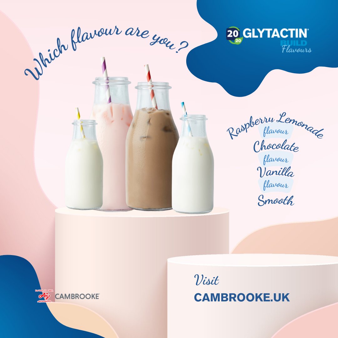 cambrookeuk's tweet photo. Which flavour are you?

Glytactin BUILD 20/20
💙Raspberry Lemonade Flavour
💙Chocolate Flavour
💙Vanilla Flavour
💙Smooth

https://t.co/UtOsPE5iNd ⬅️

Glytactin BUILD is a formula for the dietary management of PKU. Glytactin should only be used as directed by your dietitian. https://t.co/yQcBe4Simi