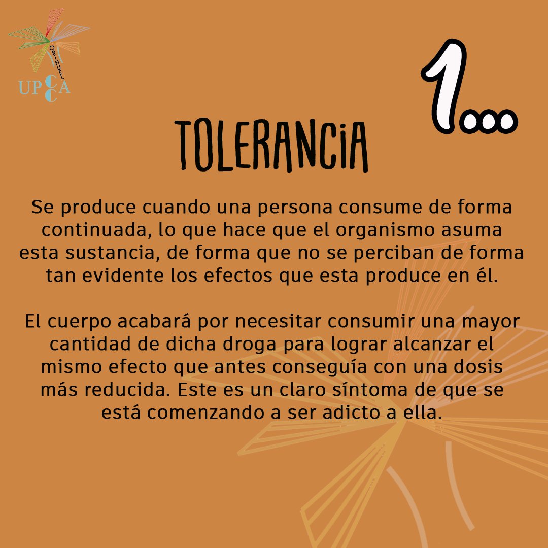 UPCCA_Orihuela's tweet photo. 📌 #CONOCELASADICCIONES
➡️ Otros conceptos sobre las adicciones:
🔘 Tolerancia 🪜
🔘 Síndrome de abstinencia ⚠️
🔘 Dependencia 🔗 https://t.co/Uuv6mdt5nL