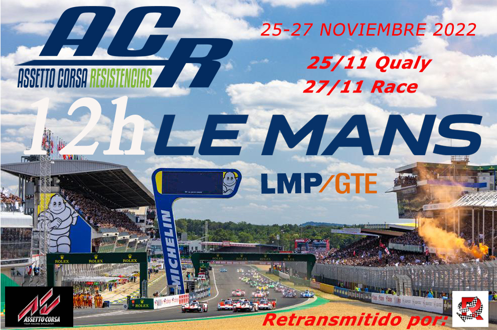Acr_assetto's tweet image. Hola a todos, somos una comunidad de nueva creación, dedicada exclusivamente a realizar eventos de resistencia en Assetto Corsa.

Y para empezar nuestro camino os presentamos las 12H de Le Mans el dia 25/27 de noviembre 2022.