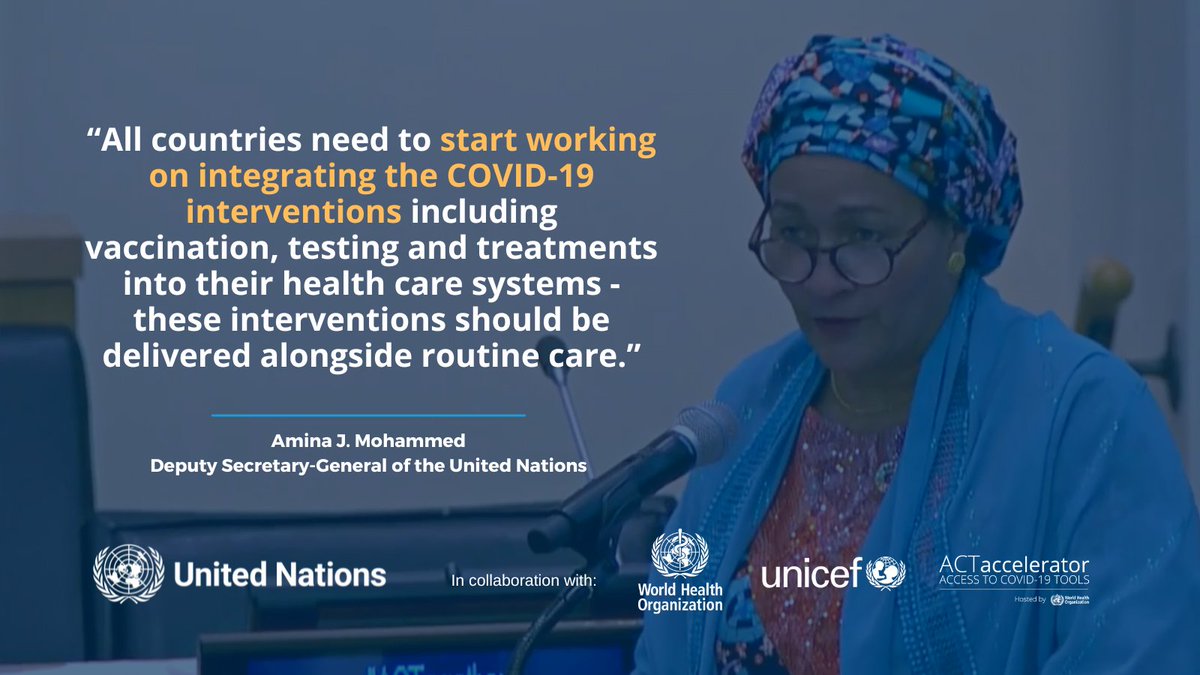 ACTAccelerator's tweet photo. 3/3 Finally, she called us to strengthen health systems &amp; progress global solidarity “to fully harness the benefits of the remarkable COVID-19 tools that have so far been developed.”🌍💉😷🧪

#PushForEquity #ACTogether 
@AminaJMohammed @UN https://t.co/N6tCVWzVLx