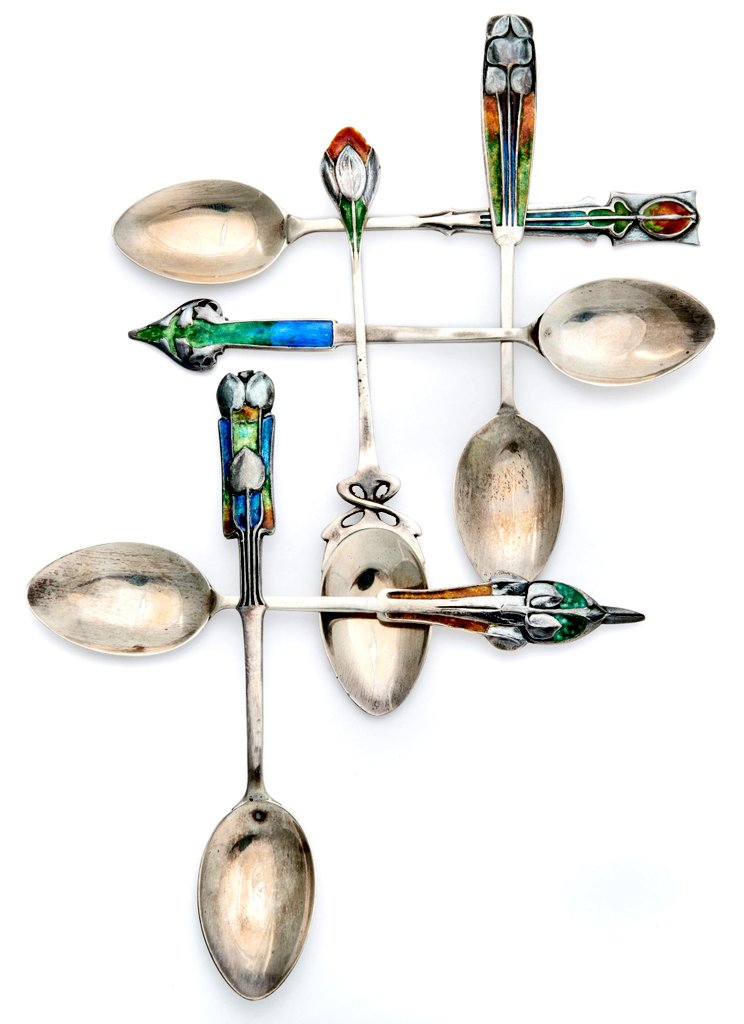 NouveauDeco's tweet photo. Six Arts &amp; Crafts spoons from the early 1900's by Liberty &amp; Co., London, England. https://t.co/4kSBItljTe