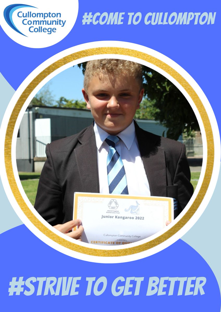 CullomptonCC's tweet photo. What's the value of Pi? Ask some of our young mathematicians! 
We encourage all our students to challenge themselves. One of our Yr 8 boys completed the Junior Mathematical Challenge! A super achievement! #ComeToCullompton #StriveToGetBetter https://t.co/PQuqM8z8NV