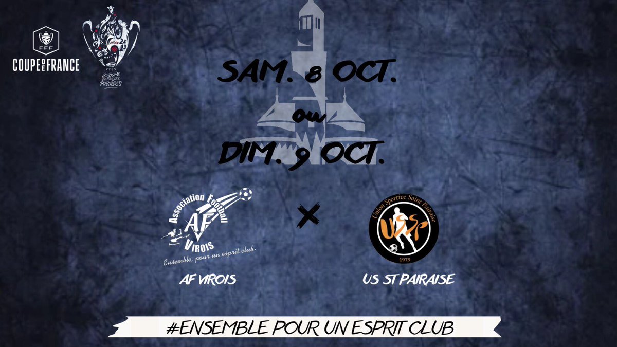 🏆 𝗟’𝗔𝗙 𝗩𝗶𝗿𝗼𝗶𝘀 𝗶𝗿𝗮 𝗱𝗲́𝗳𝗶𝗲𝗿 𝗹’𝗨𝗦 𝗦𝗮𝗶𝗻𝘁 𝗣𝗮𝗶𝗿𝗮𝗶𝘀𝗲 𝗮𝘂 𝟱𝗲 𝘁𝗼𝘂𝗿 𝗱𝗲 𝗰𝗼𝘂𝗽𝗲 𝗱𝗲 𝗙𝗿𝗮𝗻𝗰𝗲 ! 

Après avoir battu 2 pensionnaires de R1 aux tours précédents, nos virois se déplaceront sur le terrain de l’US St Pairaise(R2).

#TeamAFV 💙🤍
