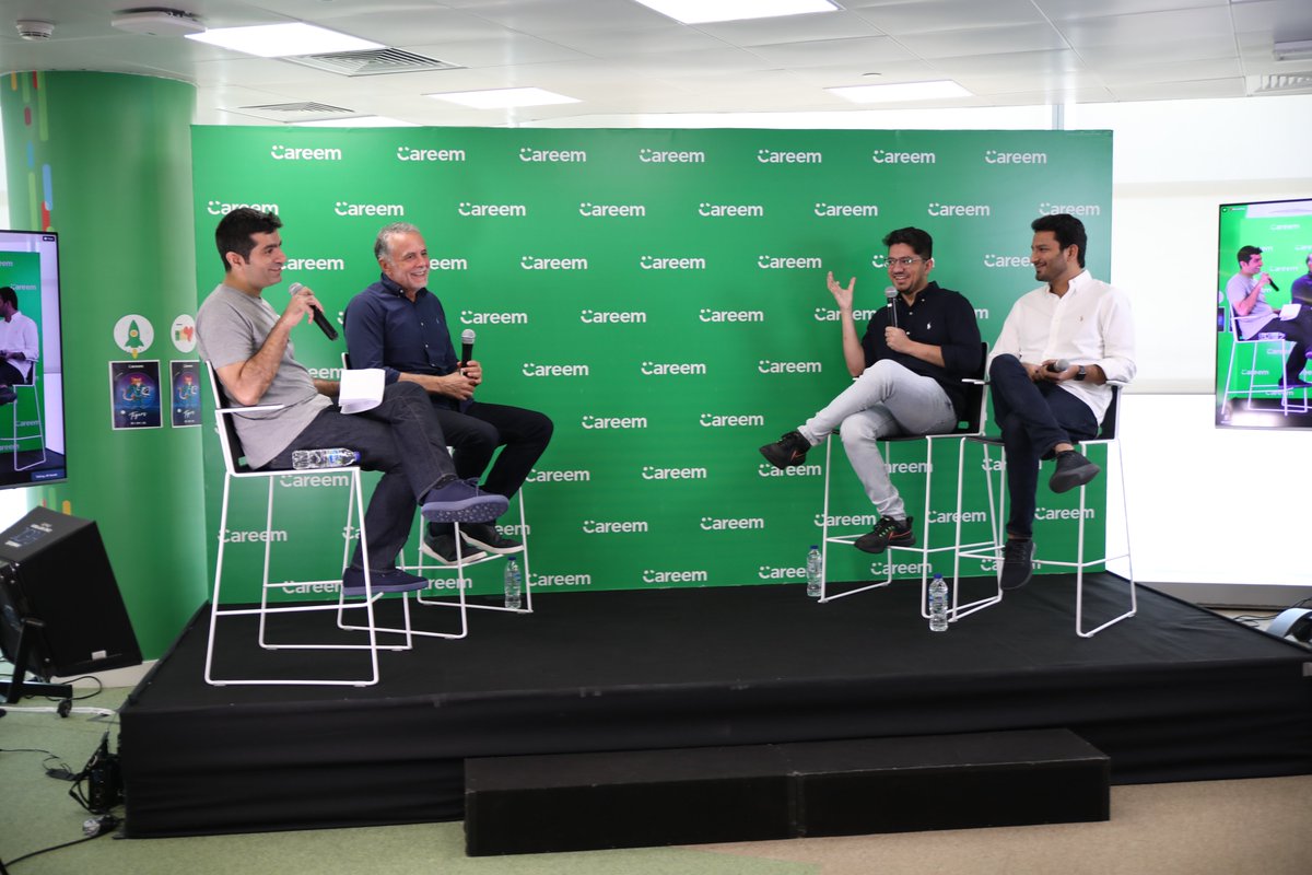 careem's tweet photo. Fadi Ghandour, executive chairman of @WamdaCapital, #Careem Alumnus @saadjangda, co-founder of @BazaarTechPK, and @hamzajawaid
co-founder of @BazaarTechPK join our co-founder and CEO @MudassirSheikha to talk entrepreneurship, startups, and the Careem Alumni😎 #CareemAt10 https://t.co/wYiLfmE5x1