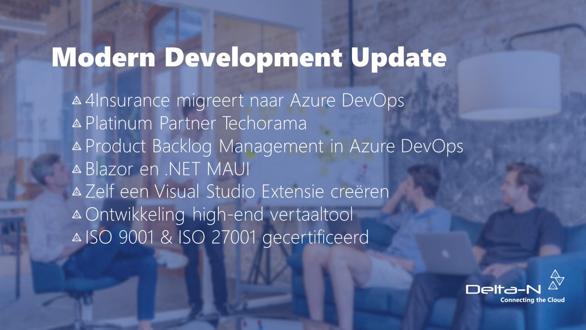 DeltaNBV's tweet photo. Bekijk nu onze Modern Development Update vol met interessante artikelen over Product Backlog Management in Azure DevOps, Platinum Partner Techorama, Blazor en .NET MAUI.
Bekijk het hier: https://t.co/pPua0uulCA
#azuredevops #productbacklogmanagement #techorama https://t.co/5t2xNMwHP8