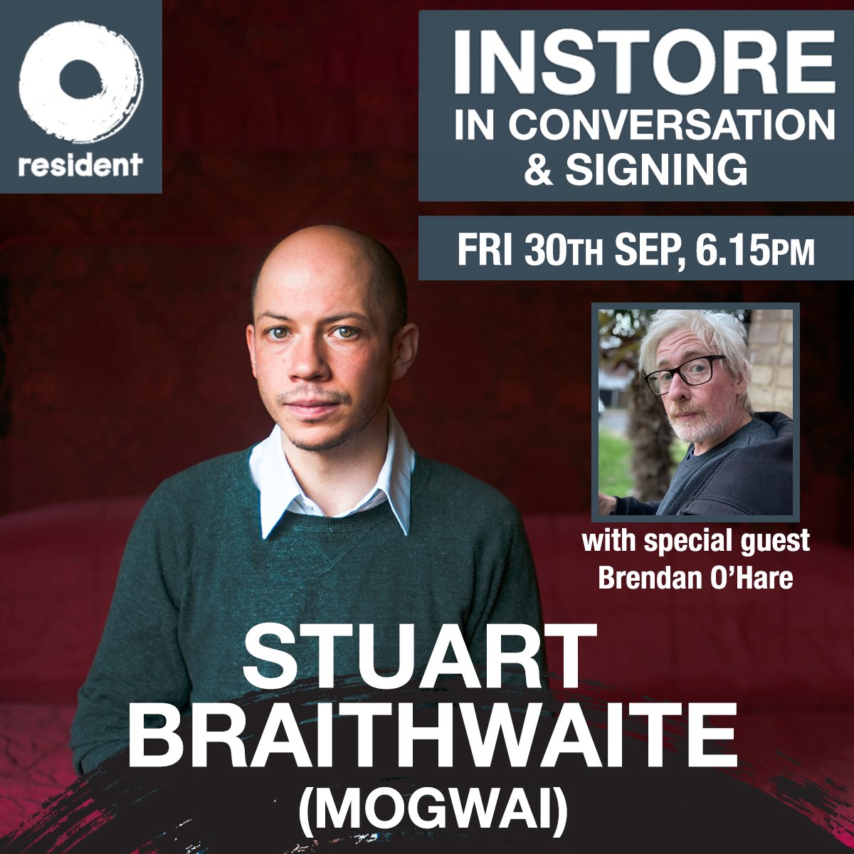 TOMORROW!!

Mogwai's Stuart &amp; Teenage Fanclub's Brendan are chatting in-store about Stuart's wild life &amp; his memoir!

Do not miss the chance to hear these legends in conversation &amp; to meet them!

Grab 'Spaceships Over Glasgow' for entry for you &amp; a mate:
resident-music.com/productdetails…