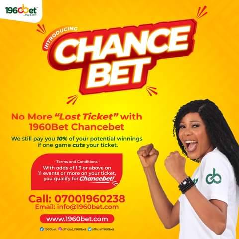 1960BetSupport's tweet photo. No More "LOST TICKET" with 1960Bet Chancebet.

We still pay you 10% of your potential winnings if one game Cuts your ticket.

Bet here -> https://t.co/4H7BDyHUF3 or download the mobile app here -> https://t.co/yWrnd56Bs6

#playandwin #1960Bet #sportsbetting #betting #chancebet https://t.co/DGlnKaL3Gc